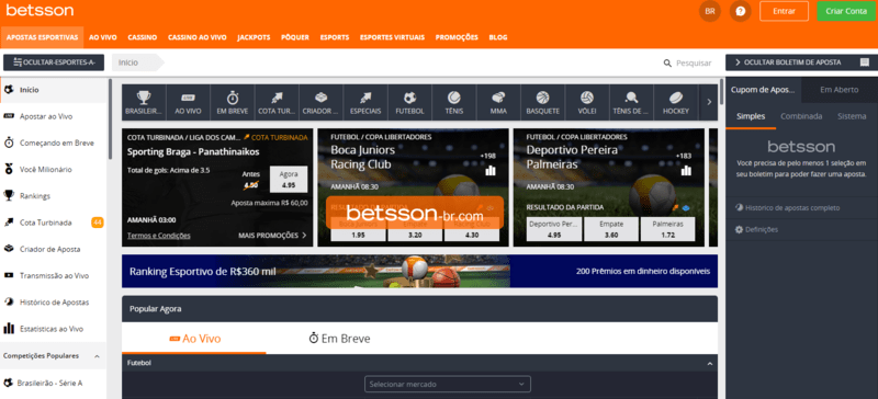 Bônus e promoções do Betsson